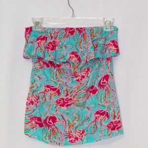 Lilly Pulitzer Strapless Ruffle Top
